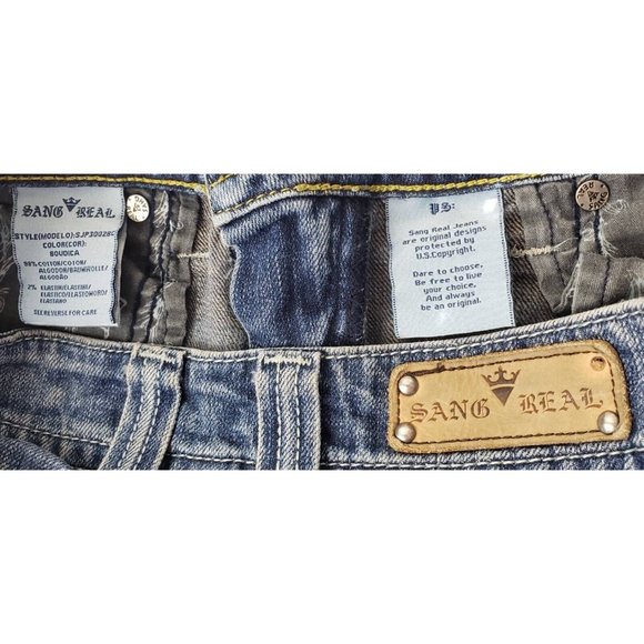 Miss Me Womens Bootcut Jeans Blue Embellished Studs Sang Real Only the Chosen 25 - Picture 7 of 9